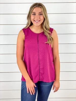 Berry Sleeveless Swiss Dot Top