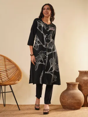 Black Comfort Fit Cotton Kurta for Women Online in India - Zola