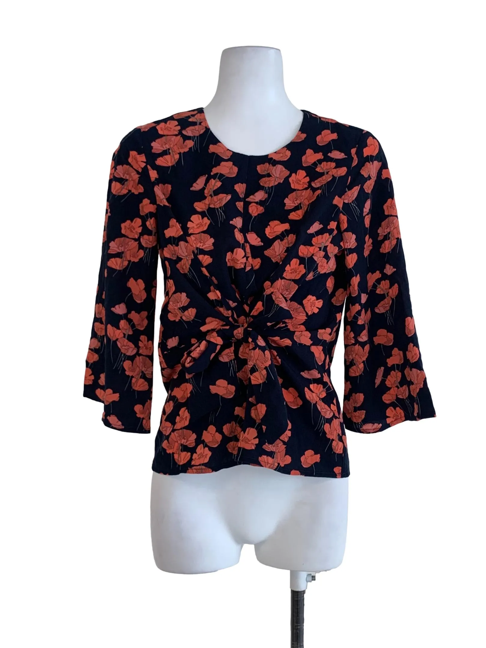 Black Floral Wrap Blouse