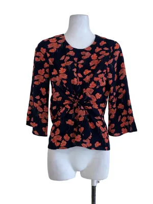 Black Floral Wrap Blouse