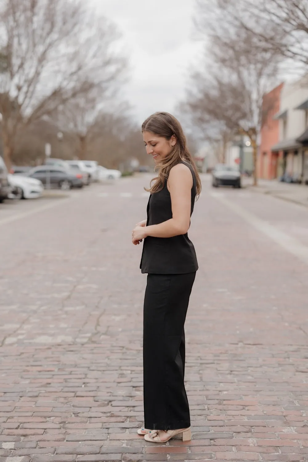 Black Linen Pleated Trouser