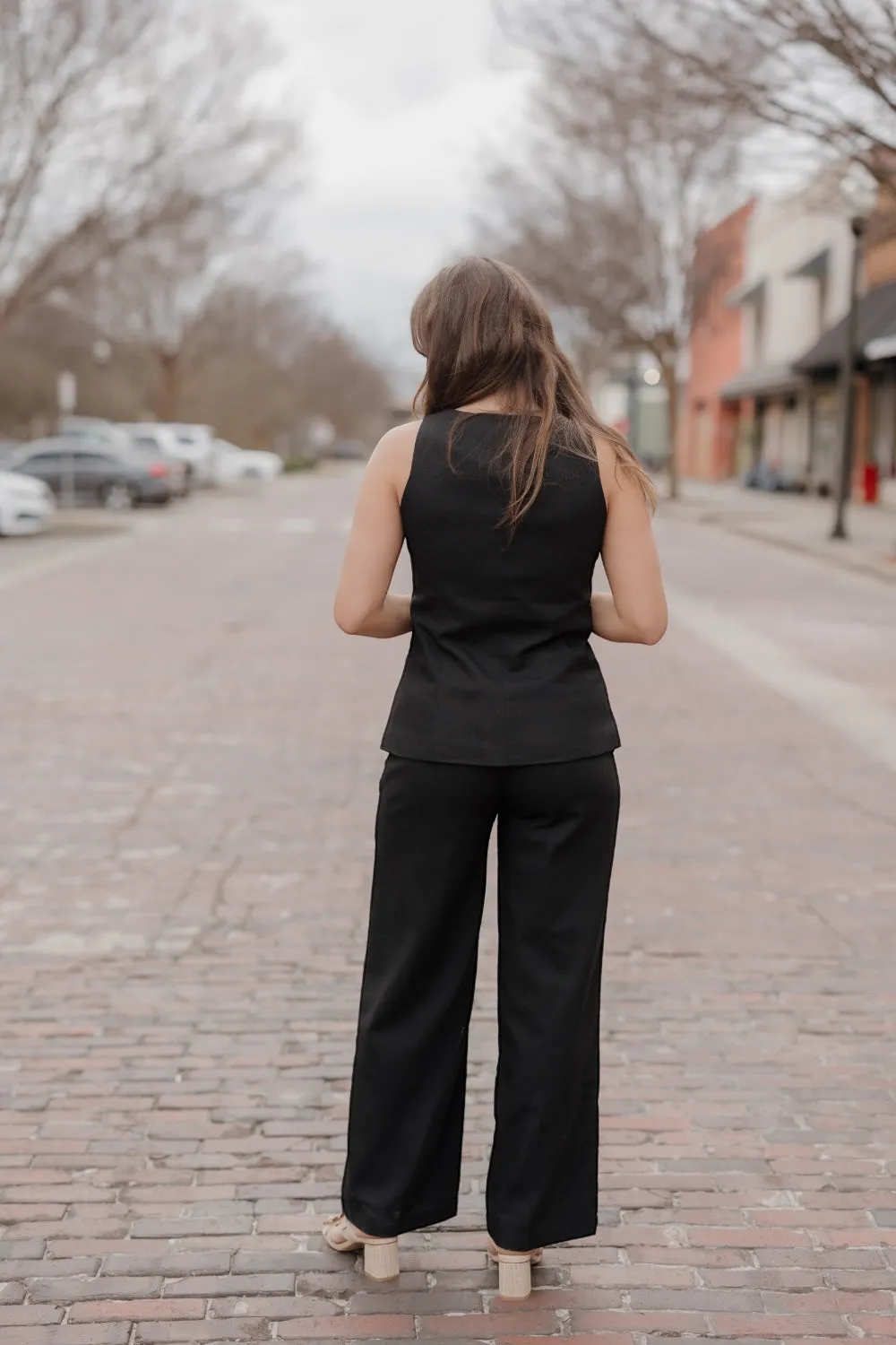 Black Linen Pleated Trouser