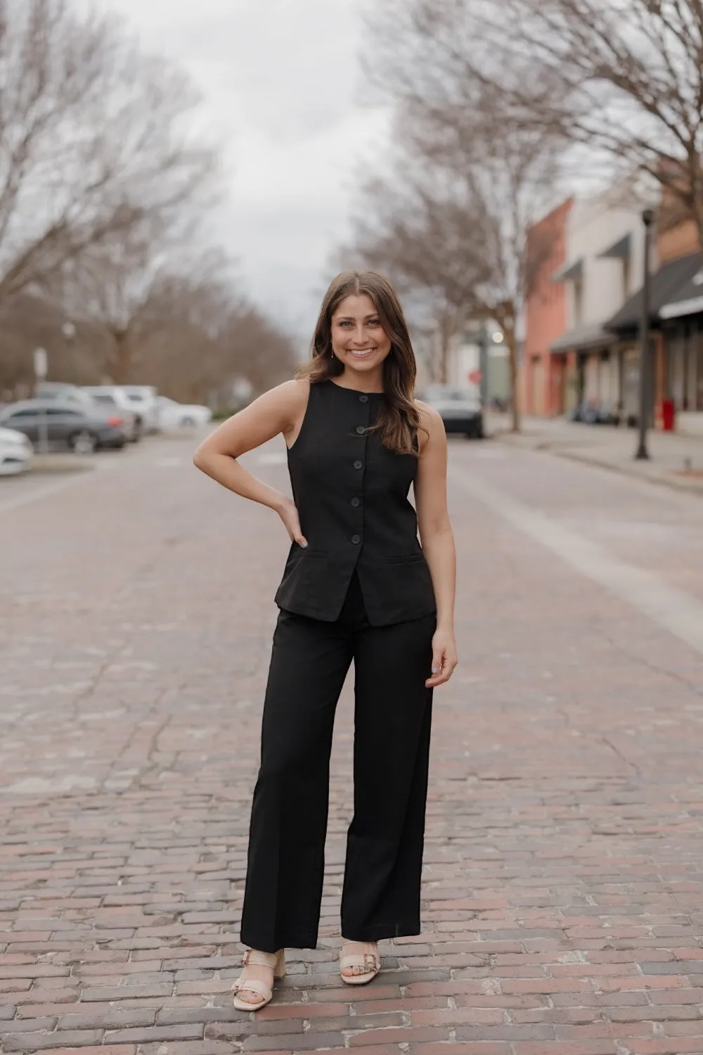 Black Linen Pleated Trouser