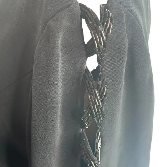 Black Long Sleeve Dress With Lace-Up Sleeves &amp; Back By Niteline