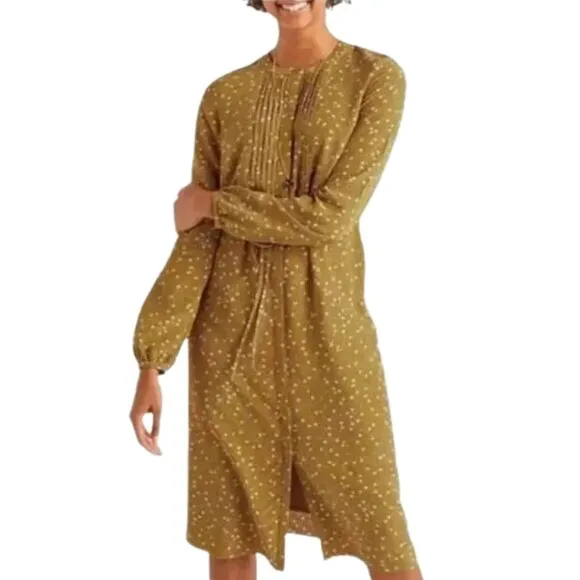 Boden Trumpet Sweet Flower Corrina Pleated Long Sleeve Dress Size 12
