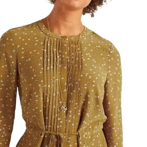 Boden Trumpet Sweet Flower Corrina Pleated Long Sleeve Dress Size 12