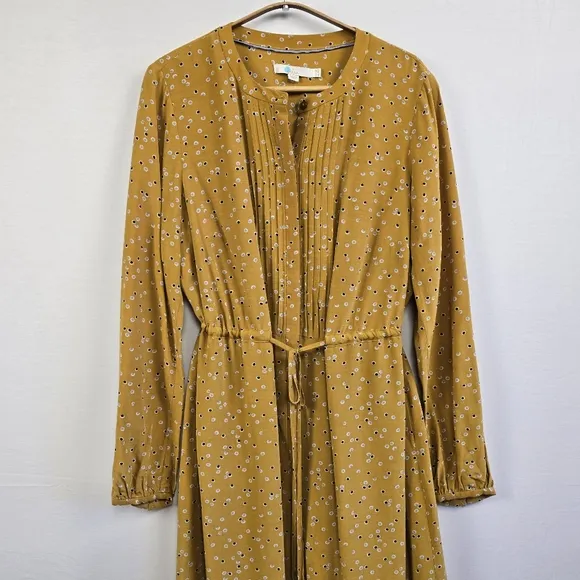 Boden Trumpet Sweet Flower Corrina Pleated Long Sleeve Dress Size 12