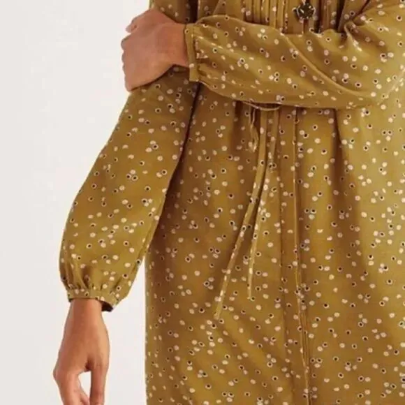 Boden Trumpet Sweet Flower Corrina Pleated Long Sleeve Dress Size 12