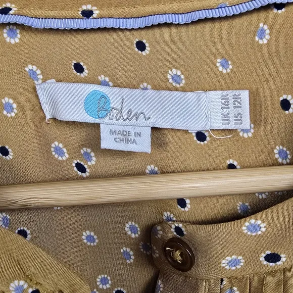 Boden Trumpet Sweet Flower Corrina Pleated Long Sleeve Dress Size 12