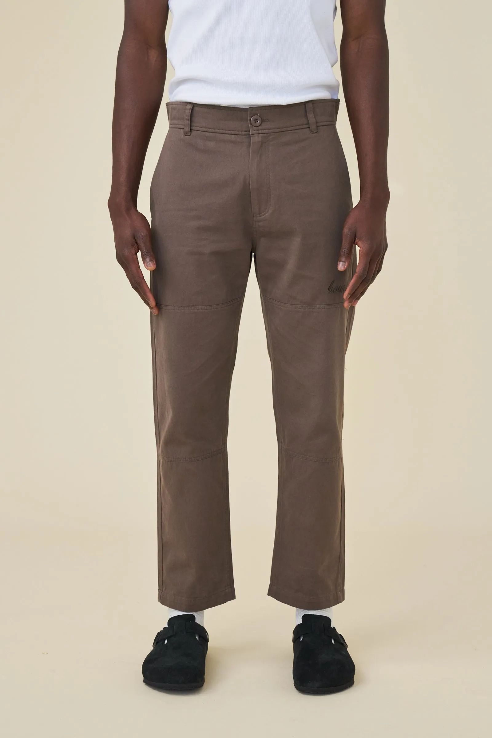 bound Straight Work Pant - Brown