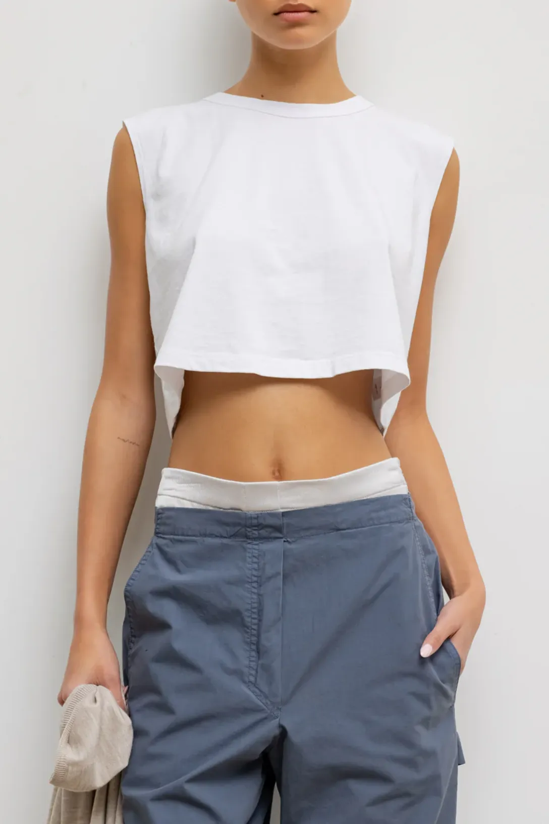 Boxy Sleeveless Crewneck White
