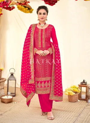 Bridal Pink Embroidered Georgette Wedding Salwar Kameez
