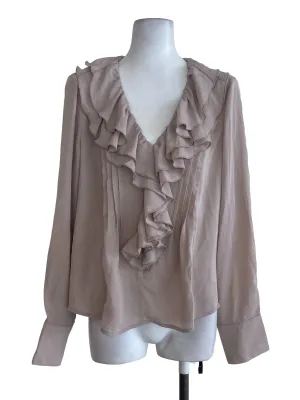 Brown Ruffle Blouse