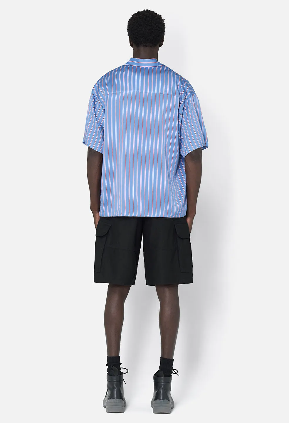 Brushed Silk Button Up / Blue x Burgundy