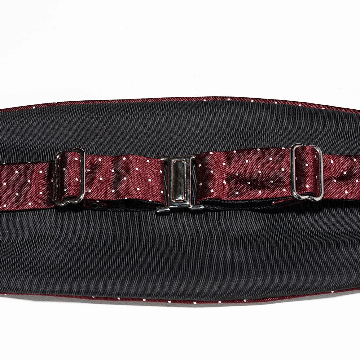 Burgundy with White Pin Dots Silk Cummerbund