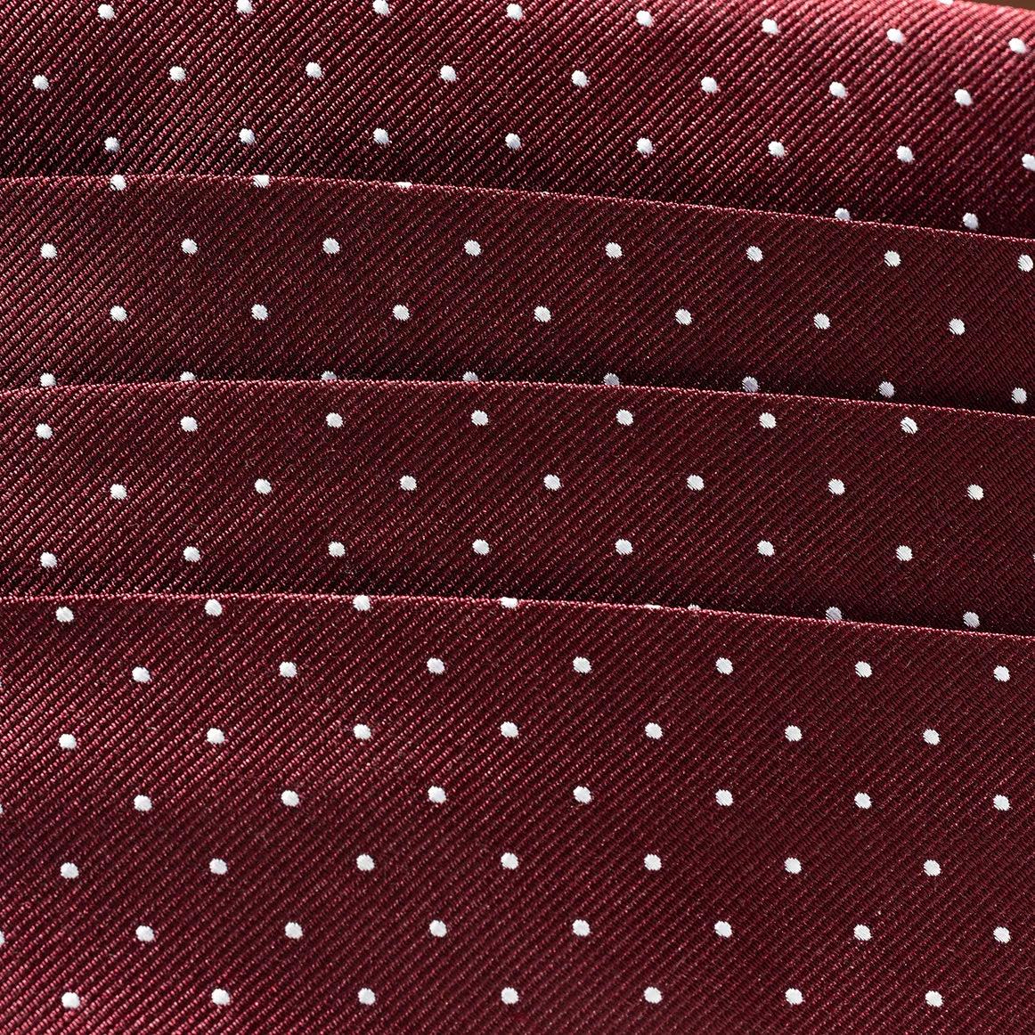 Burgundy with White Pin Dots Silk Cummerbund