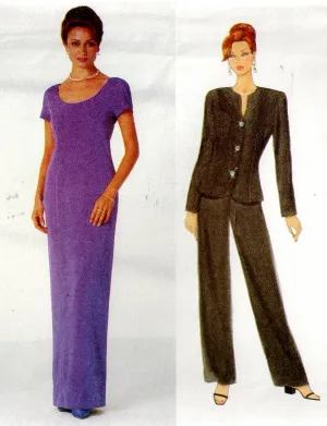 Butterick 4764 Womens Jacket Pants & Slim Evening Dress 1990s Vintage Sewing Pattern Size 12 - 16 UNCUT Factory Folded