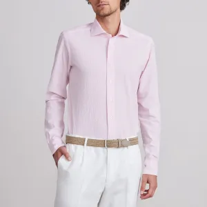 BYRON TEXTURED CRINKLE PIN STRIPE SHIRT - LIGHT PASTEL PINK
