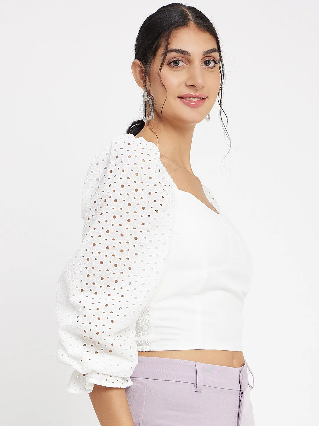 Camla Barcelona White Sweetheart Neck Top
