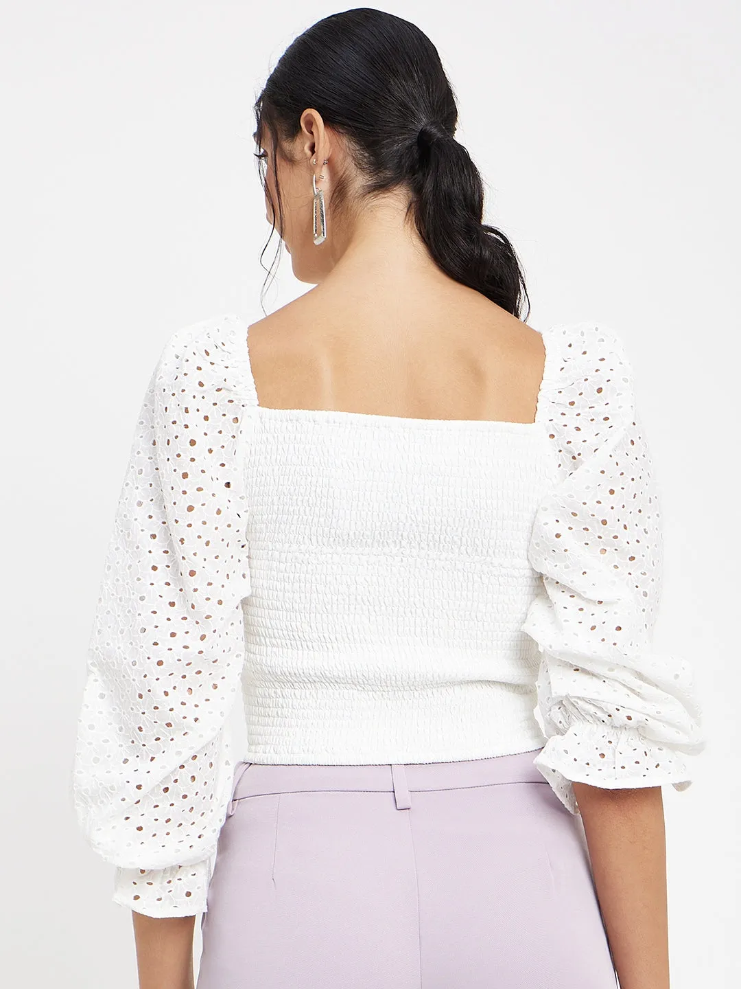 Camla Barcelona White Sweetheart Neck Top