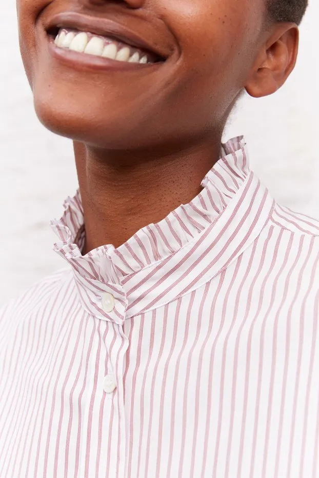 CANELLE STRIPED RUFFLE SHIRT