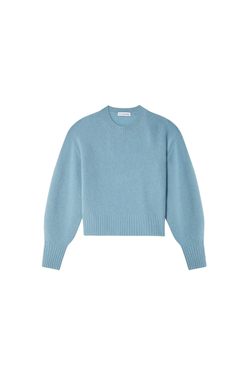 Cashmere Featherweight Blouson Sleeve Crew