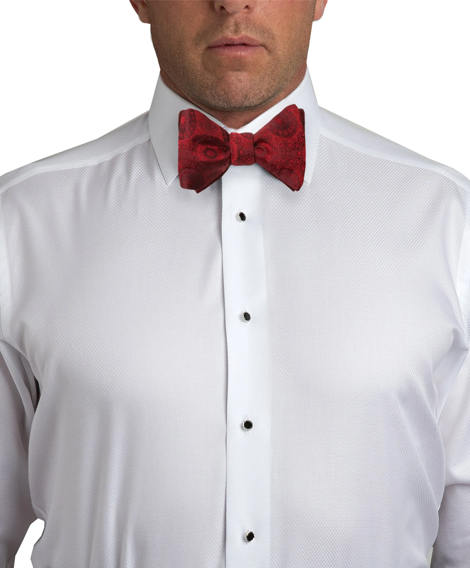 CH05496600 | Red Floral Silk Self Tie Bow Tie & Cummerbund Set
