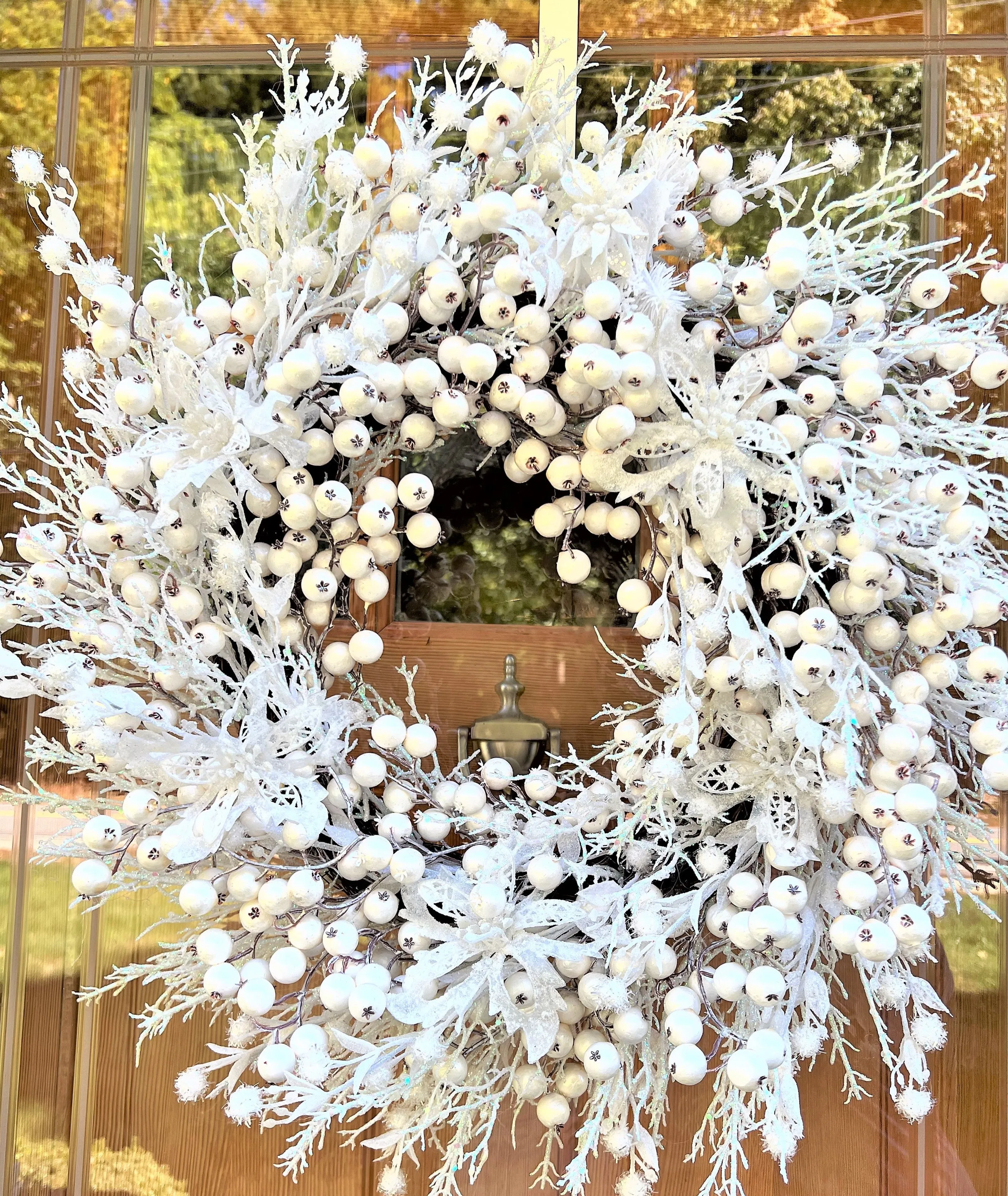 Christmas Faux White Icy Berry Wreath 26"