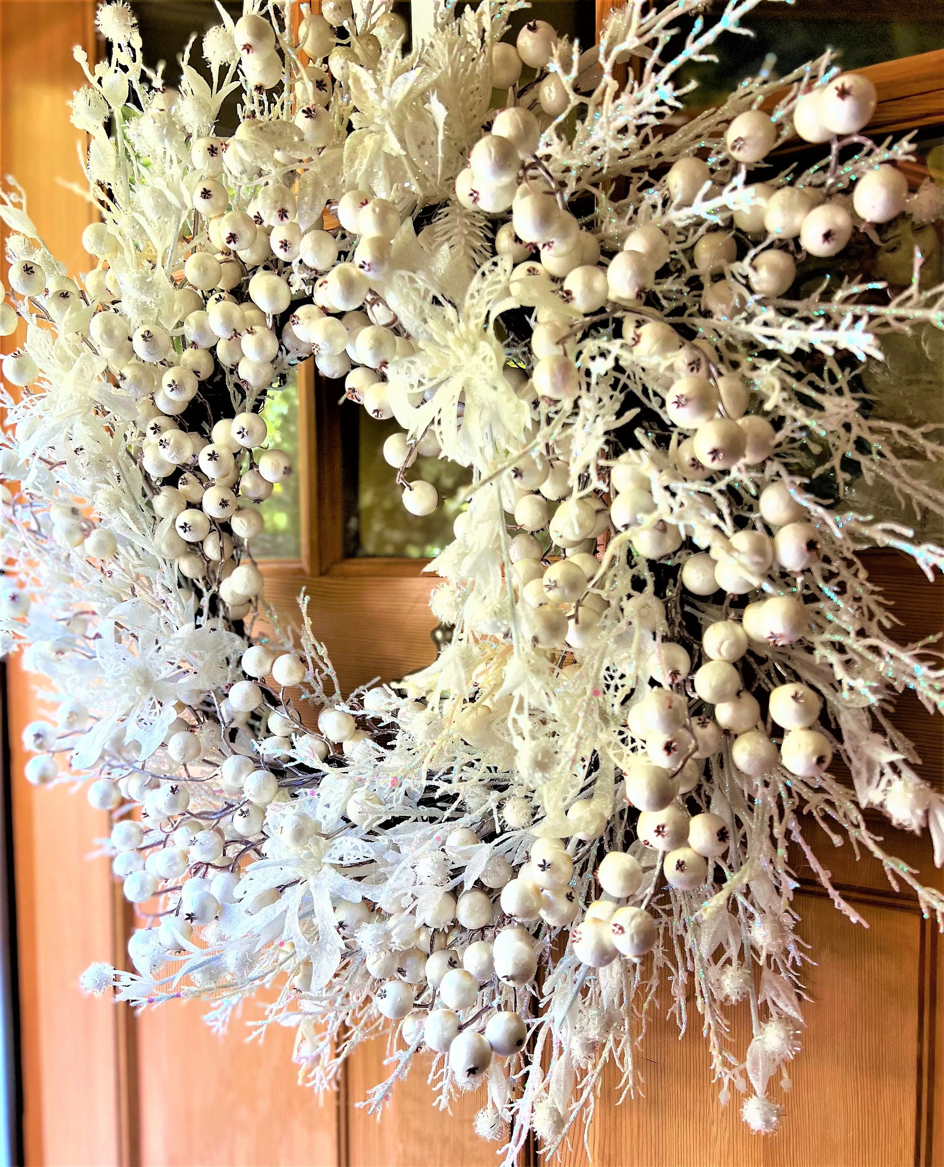 Christmas Faux White Icy Berry Wreath 26"