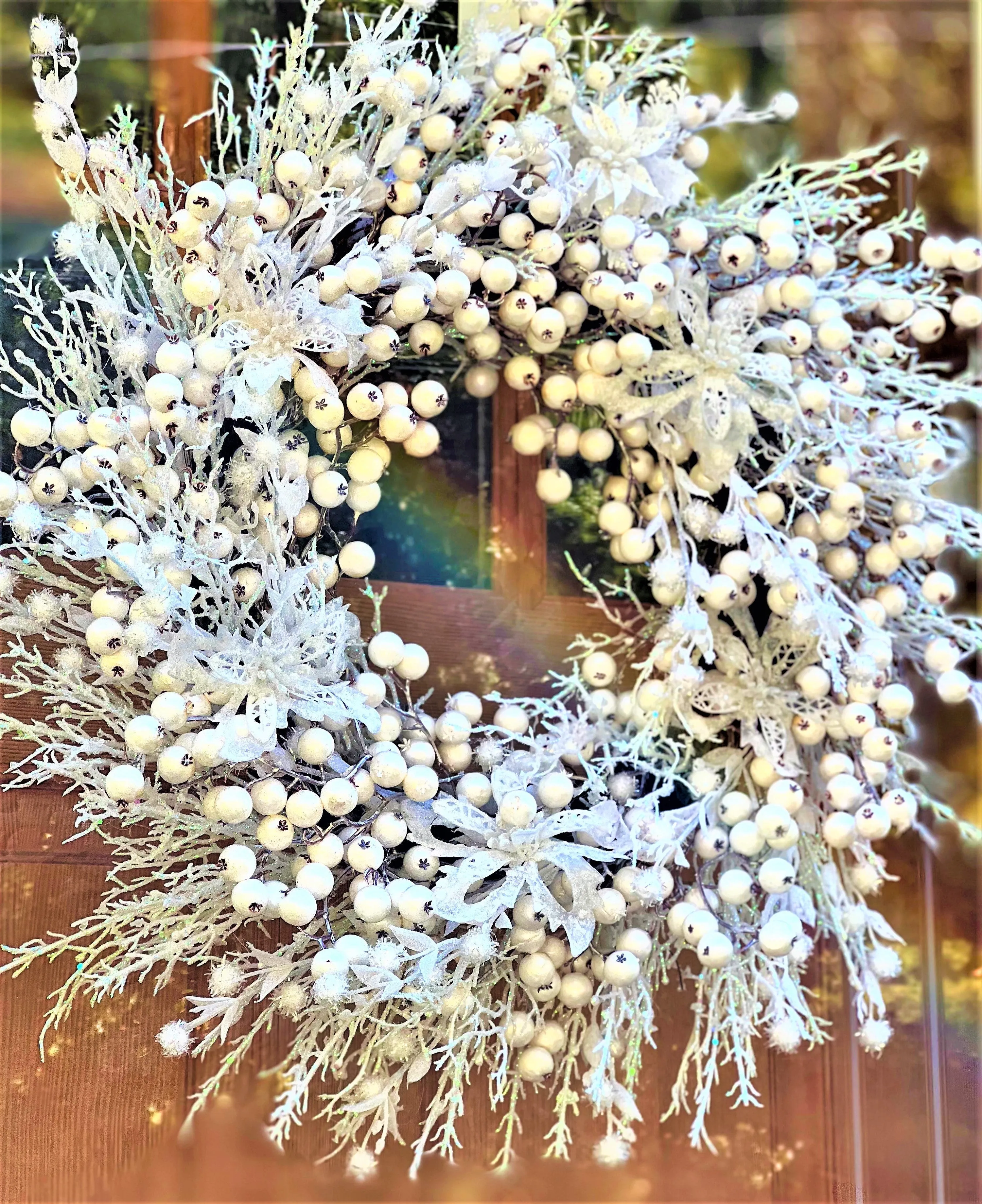 Christmas Faux White Icy Berry Wreath 26"