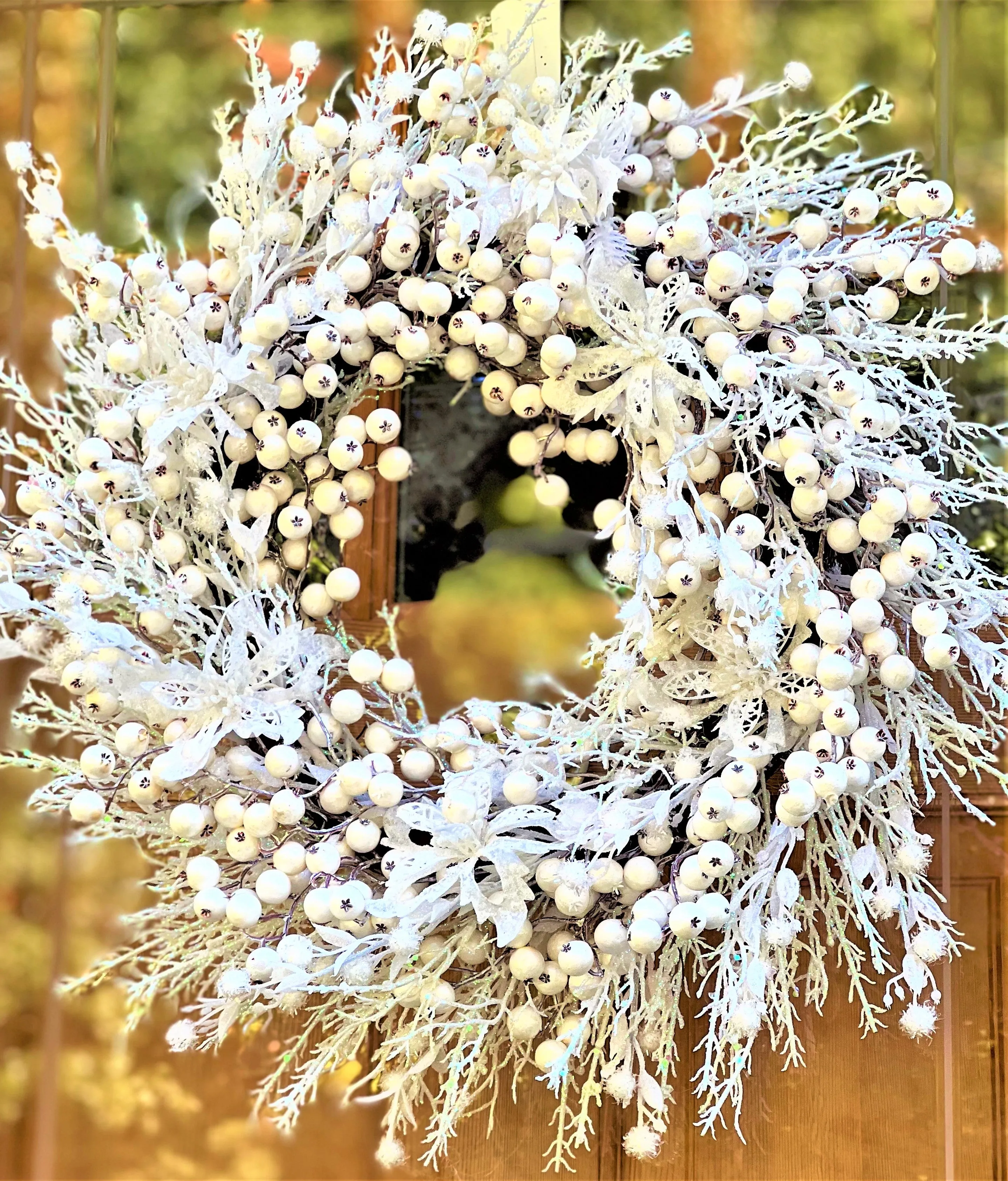 Christmas Faux White Icy Berry Wreath 26"