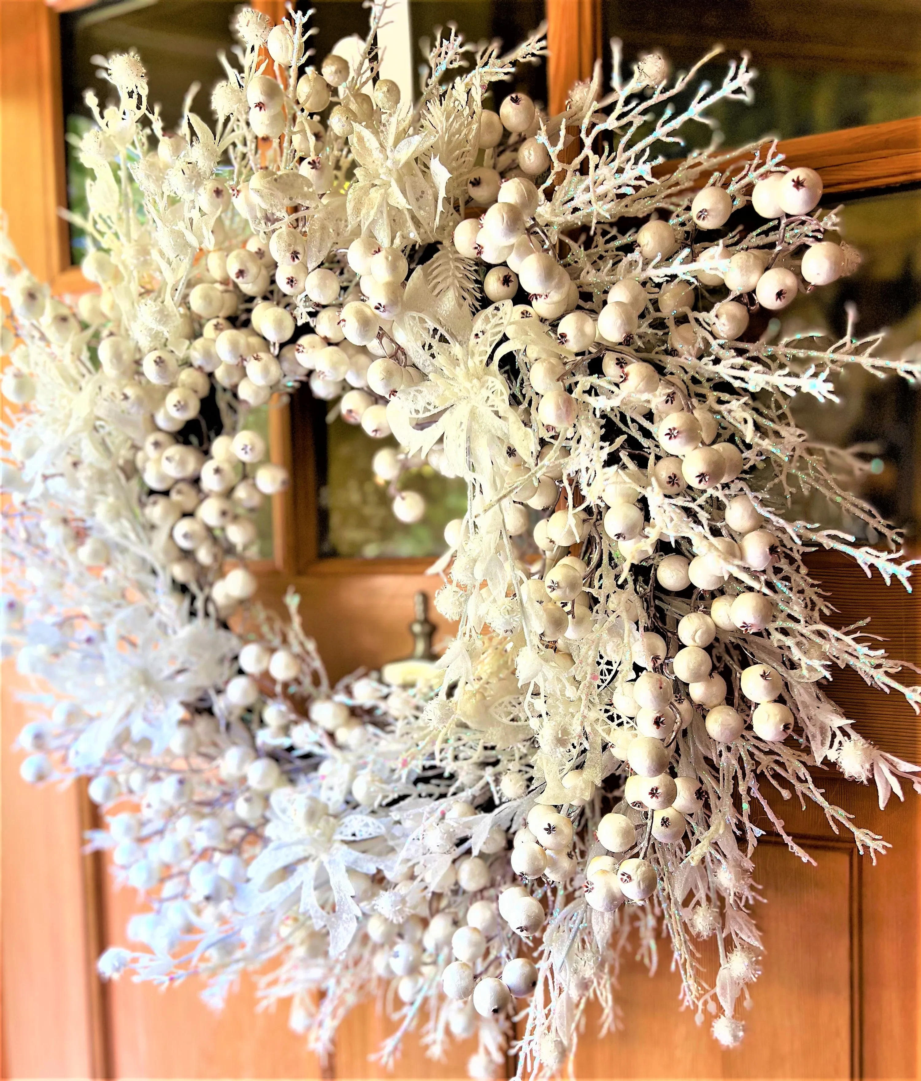 Christmas Faux White Icy Berry Wreath 26"