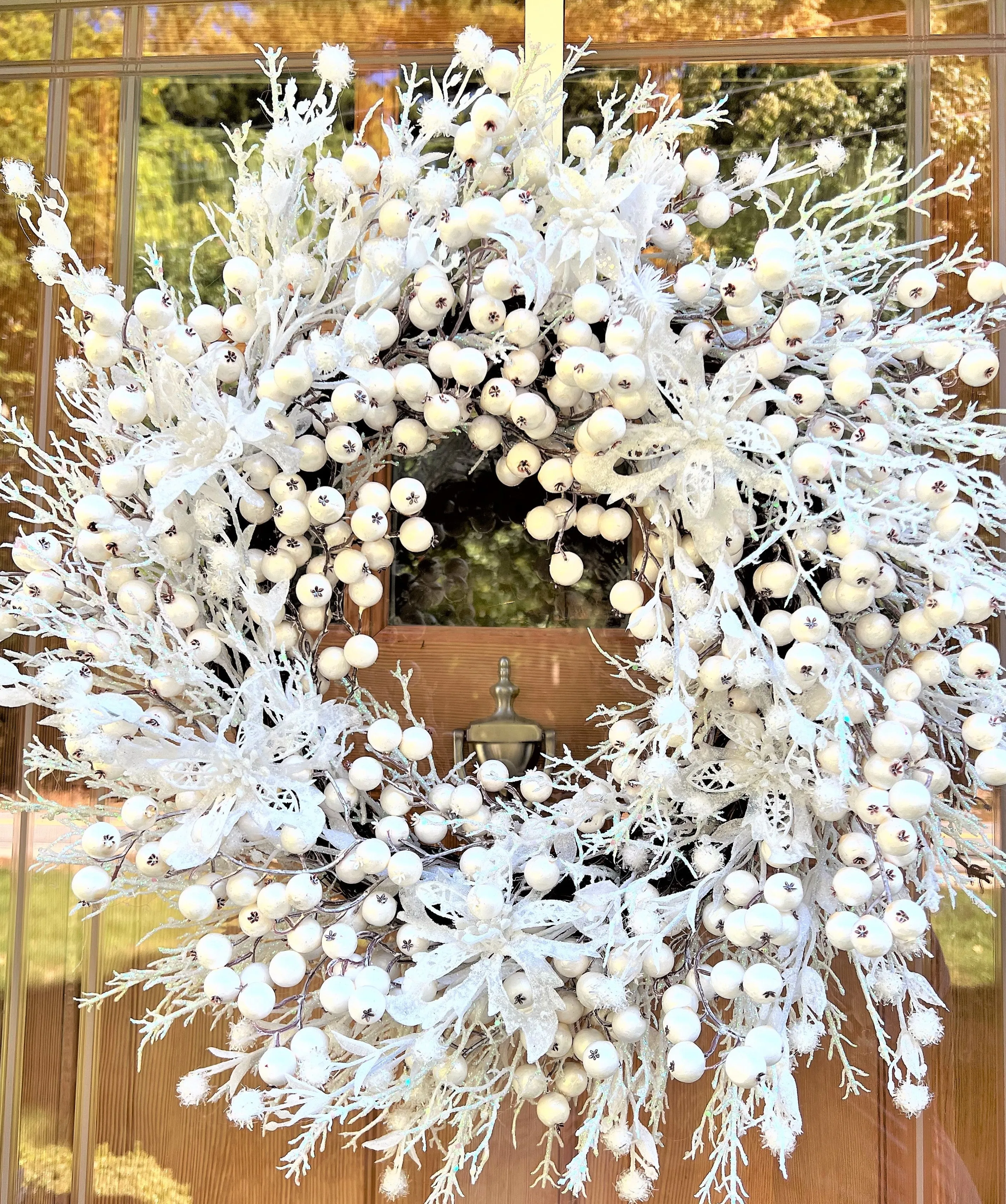 Christmas Faux White Icy Berry Wreath 26"