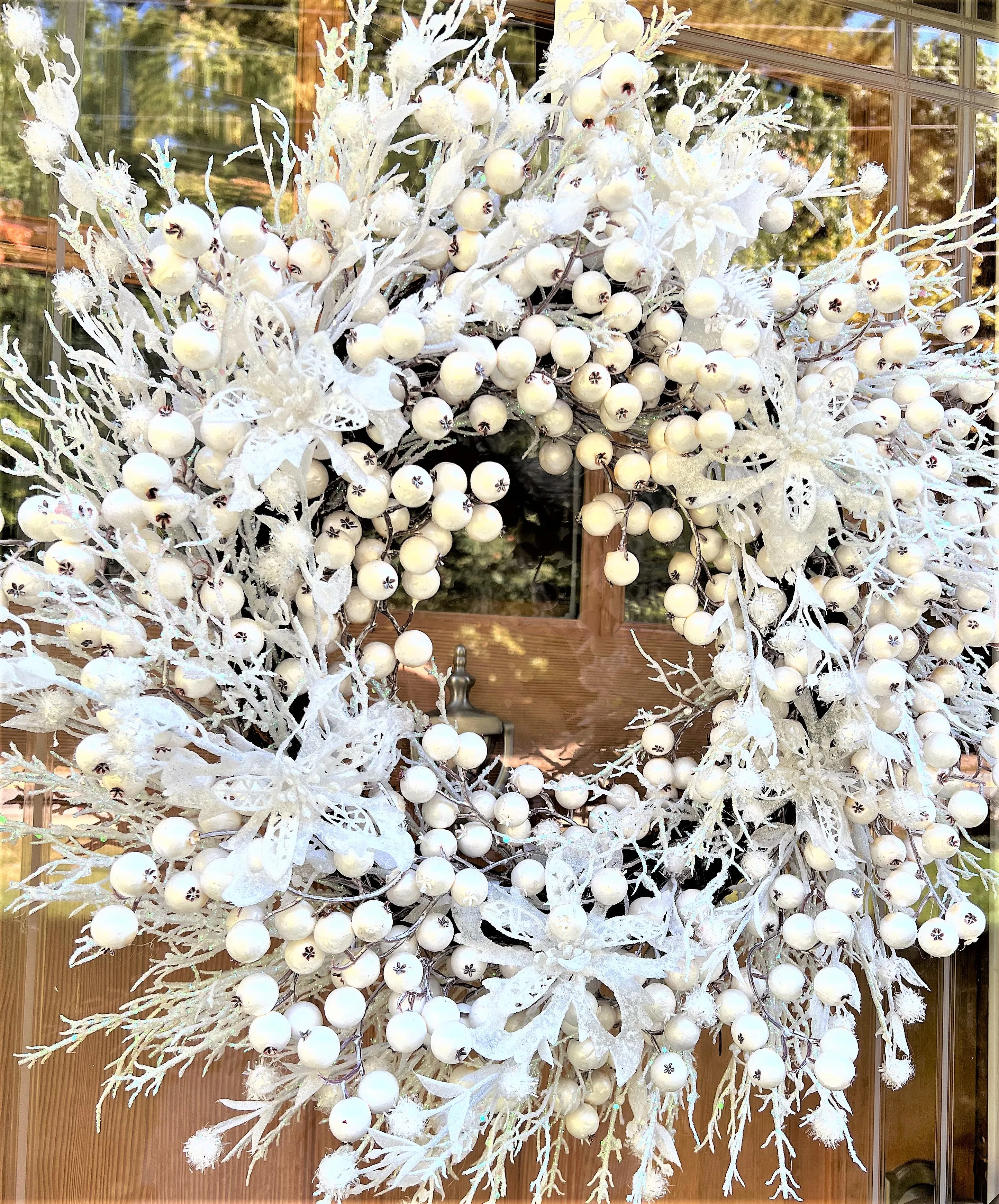 Christmas Faux White Icy Berry Wreath 26"