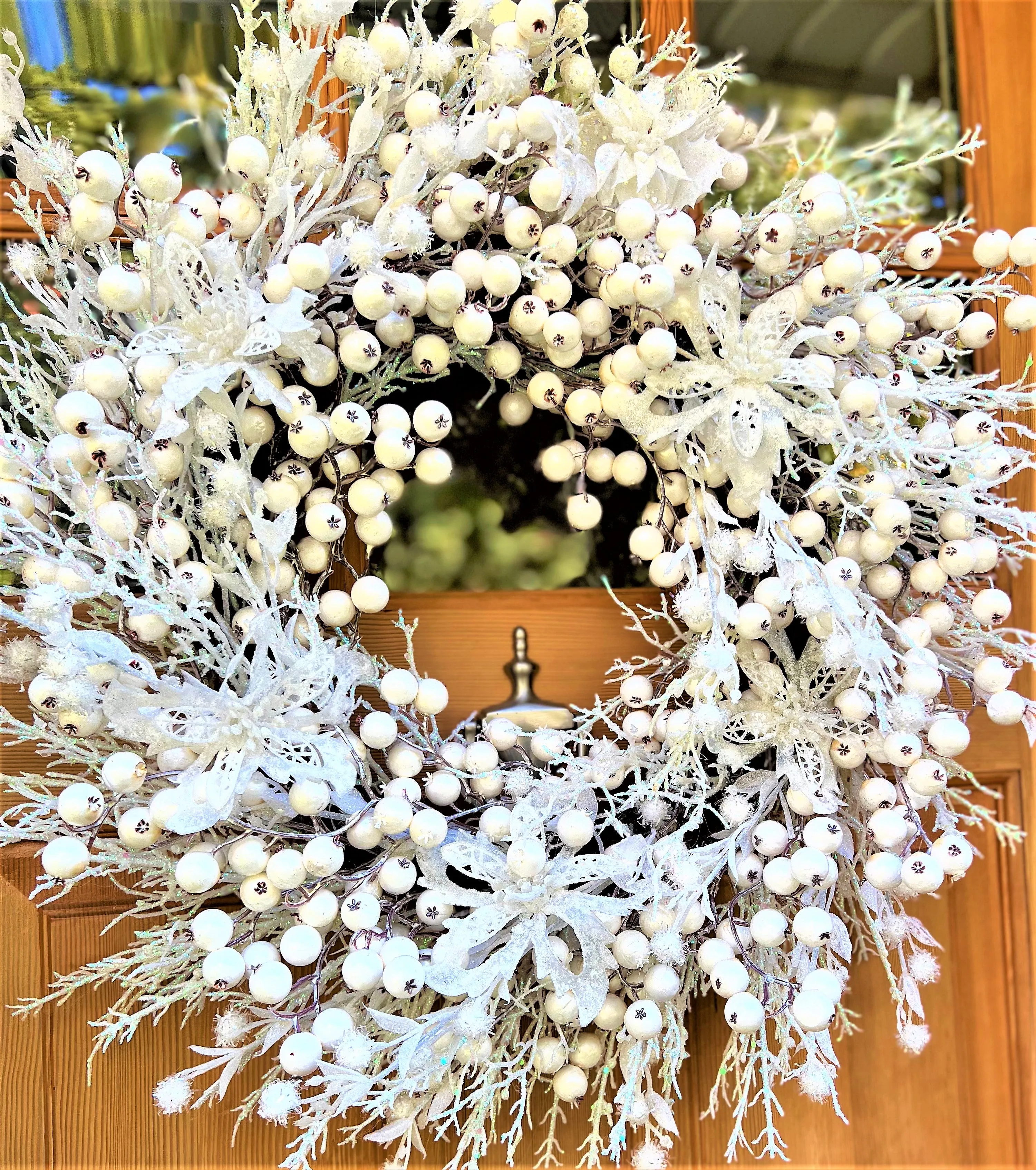 Christmas Faux White Icy Berry Wreath 26"