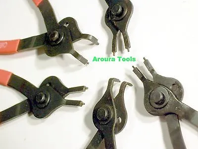 CIRCLIP PLIERS, SNAP RING 5pc, DROP FORGED, REVERSIBLE INTERNAL& EXTERNAL, NEW