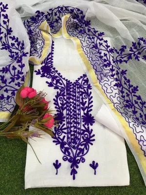 Classic Kota Doriya Embridery Work Suit In White (Copy)