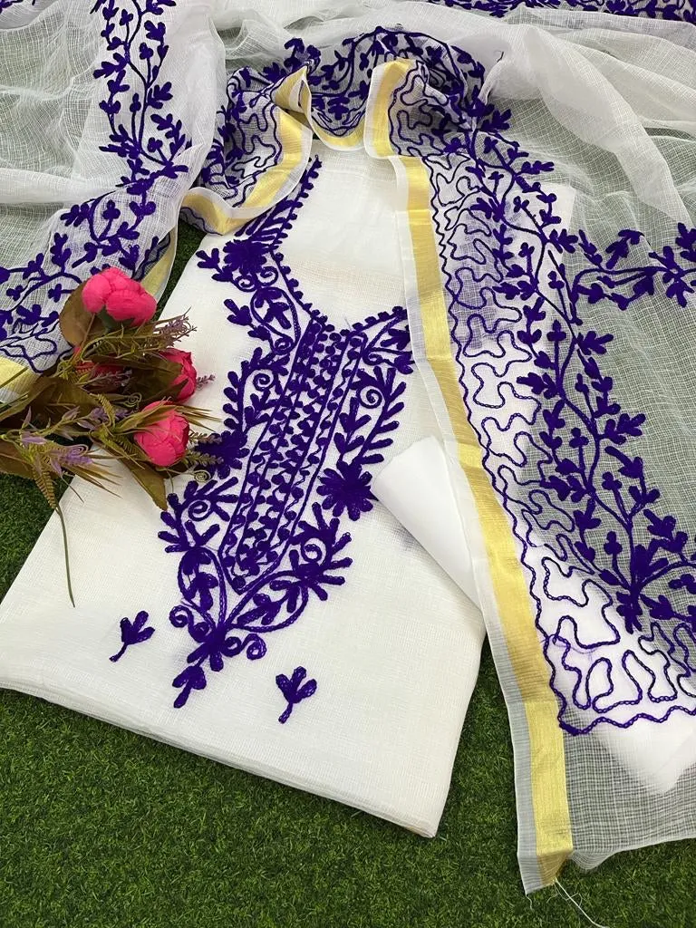 Classic Kota Doriya Embridery Work Suit In White (Copy)