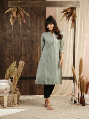 Comfort Fit Olive Chanderi Silk Kurta for Women Online - Zola