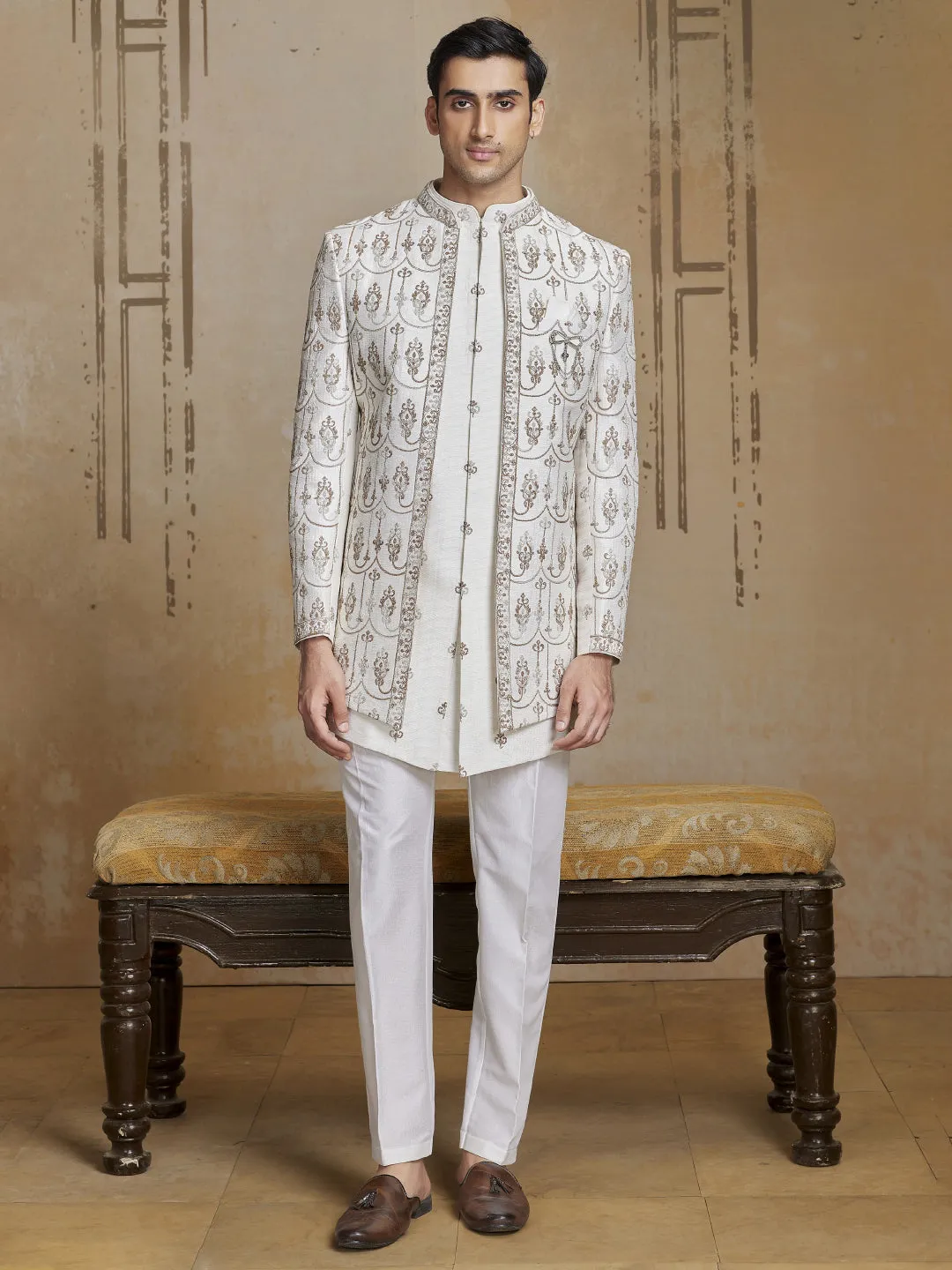 Coveted Ivory Short  Jodhpuri  Suit