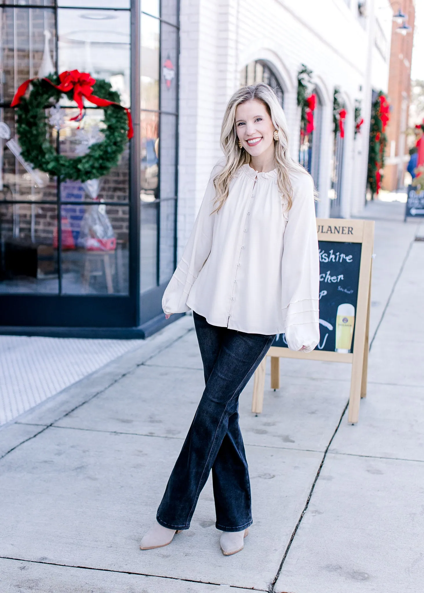 Cream Button Blouse