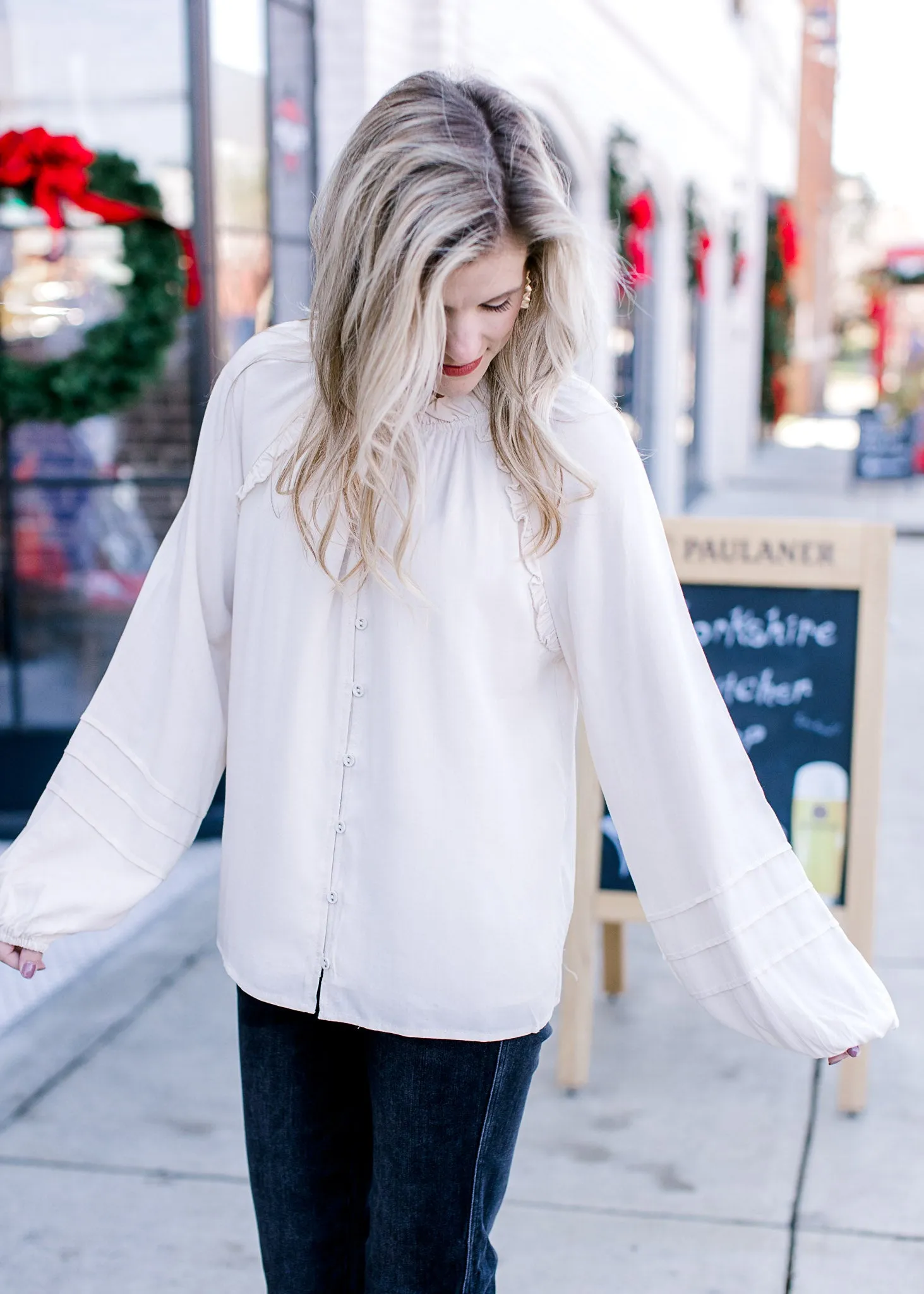 Cream Button Blouse