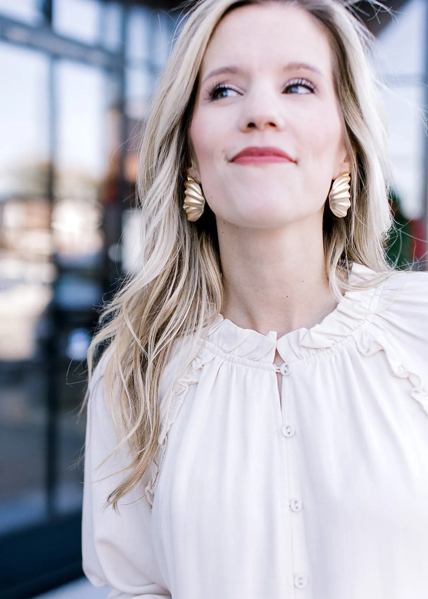 Cream Button Blouse