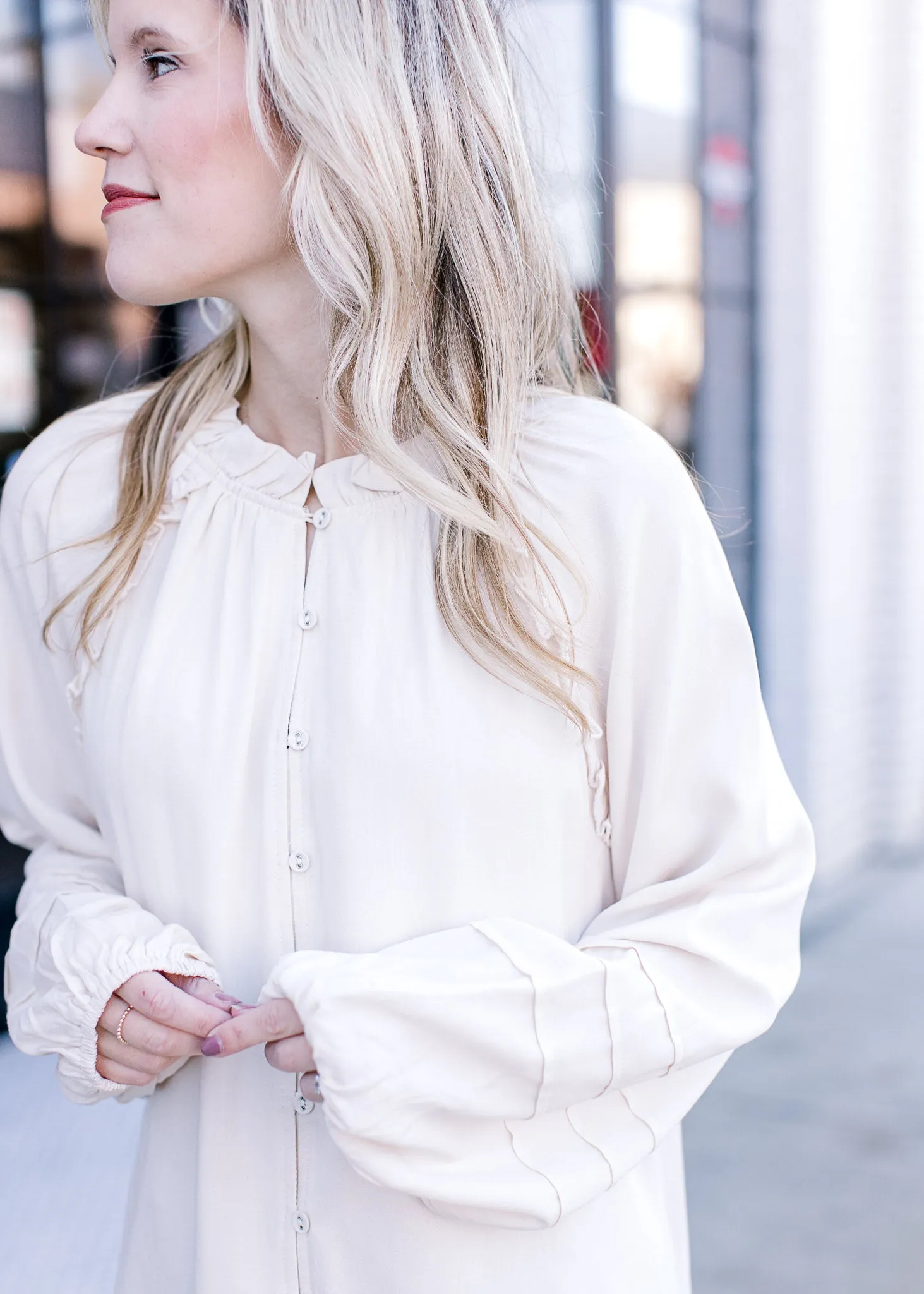 Cream Button Blouse