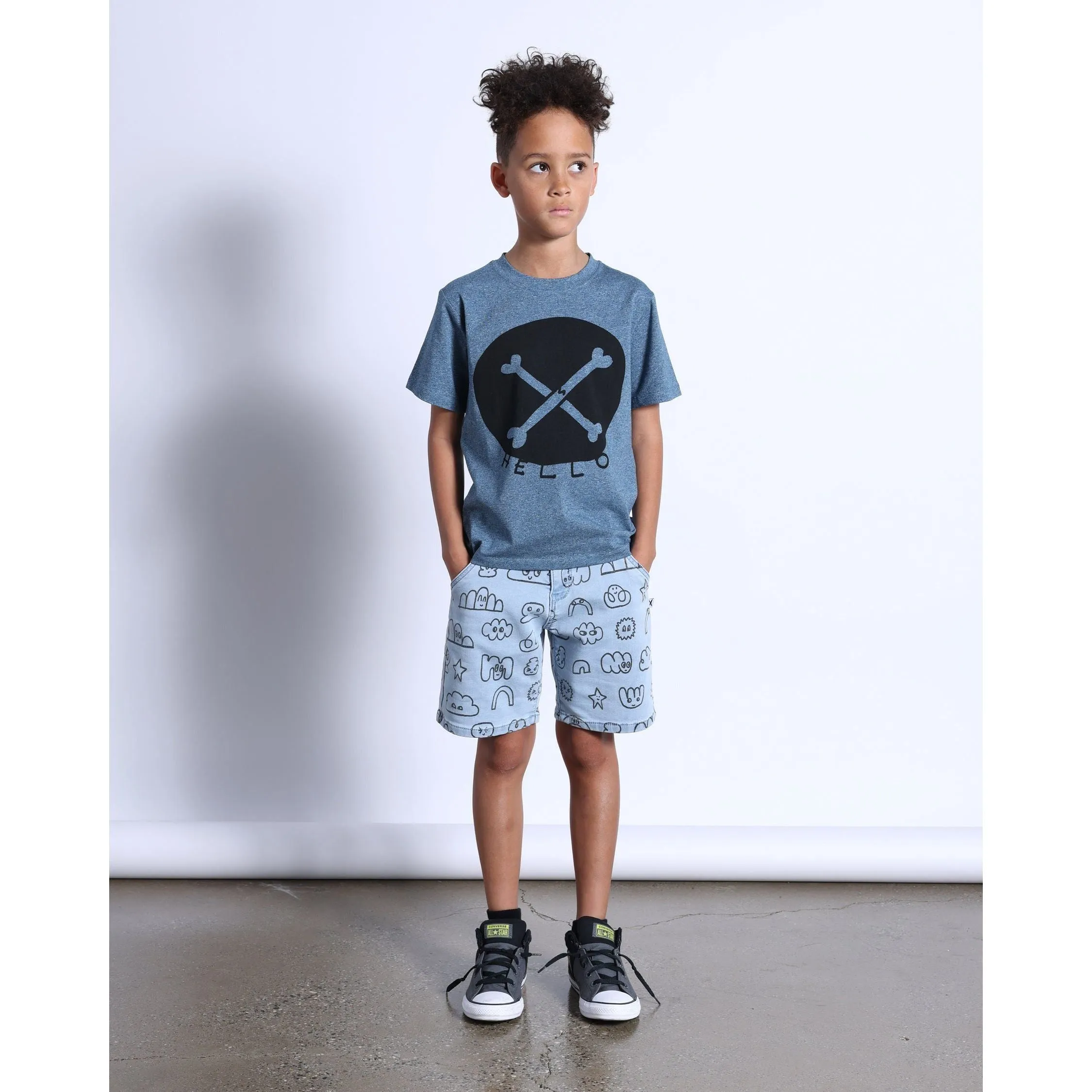Cross Bones Tee- Midnight Marle