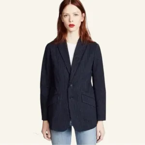 Current Elliott Late Night Navy Striped Blazer Jacket Size S