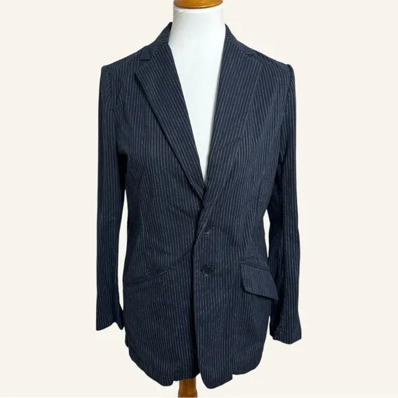 Current Elliott Late Night Navy Striped Blazer Jacket Size S