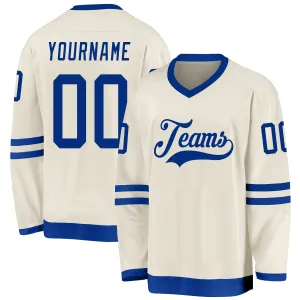 Custom Cream Royal Hockey Jersey