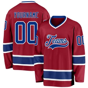 Custom Maroon Royal-White Hockey Jersey