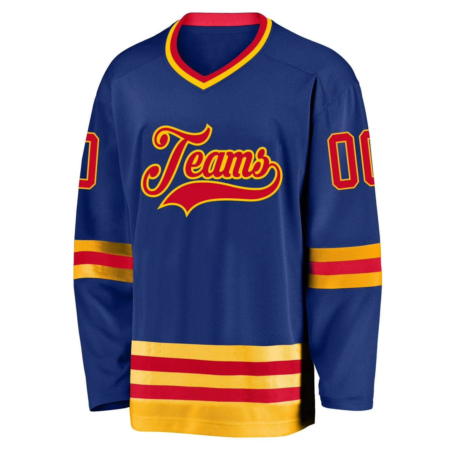 Custom Royal Red-Gold Hockey Jersey